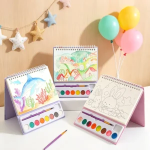 Kids Watercolor Painting Set with Coloring Books