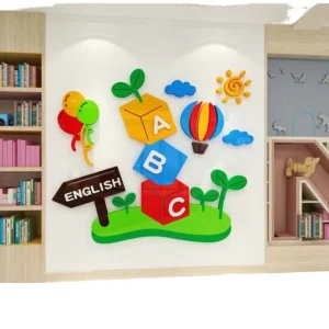 Kindergarten Solid Smart Tree Wall Sticker English Tutoring Class Children’s Room Acrylic 3D Eco Friendly UV Printed Wall