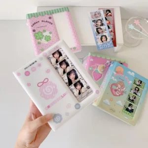 Korean Cartoon 4-Cut Photo Album 2×6 Inch Postcard and Photo Sticker Storage Book