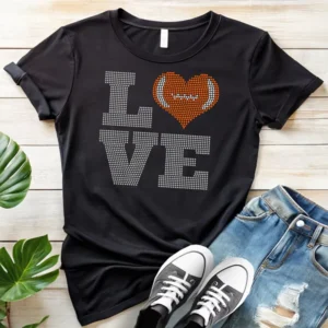 Korean Material Rhinestone LOVE BASKETBALL Hot-Fix Stretch Iron-On Transfer Design for Printing