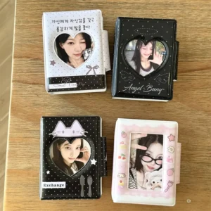 Korean Style Bow Cat 3-Inch Photo Binder with Snap Button, Kpop Photocard Collection Album and Idol Photo Card Holder