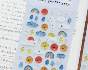 Korean-Style Weather Face Resin Jelly Decorative Stickers for Scrapbooks and Journals DIY Craft