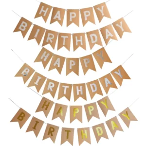 Kraft Paper Happy Birthday Banner for Party Background Wall Decor