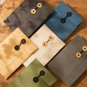 Kraft Paper Letter Envelope with Multicolor String Tie, Reusable