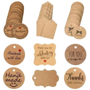 Kraft Paper Scalloped Gift Tags with Natural Jute Twine for Arts Crafts Packaging
