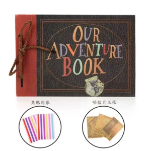 Kraft Paper Travel Scrapbook with Retro Rope Binding DIY Photo Album for Photo Storage (29x19cm)