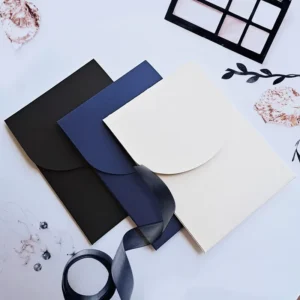 Kraft Paper Wedding Invitation Card Envelopes, 13 x 18 cm, Black, Custom Logo