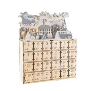 LED Wooden 24-Day Advent Calendar with Drawer