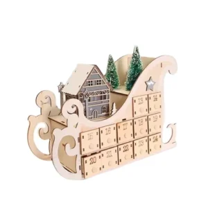 LED Wooden Christmas Calendar Set Sled Shaped Calendar Christmas Advent Calendar Christmas Box