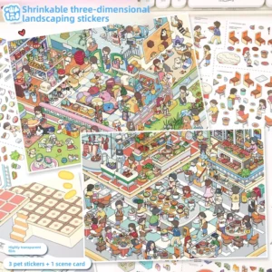 Landscape Cartoon 3D Miniature Scene Stickers PET