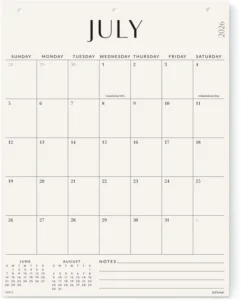 Large 18-Month Wall Calendar With Daily Blocks For Home And Office