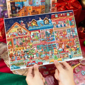 Large 3D Holiday Miniature Scene Stickers for Halloween and Christmas Decorative