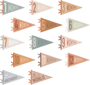 Large Baby Birthday Party Banners, Sublimation Screen-Printed Polyester and Wool Felt Pennants and Flags