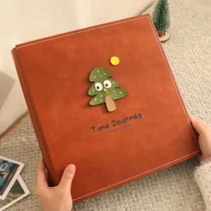 Large Capacity Self-Adhesive Leather Wire-Bound Hardcover Photo Album Embossed DIY Memory Scrapbook for Family and Baby Photos