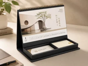 Large Cardboard Desk Calendar with Stickers, Spiral Binding, Monthly Planning