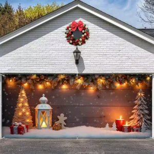 Large Christmas Garage Door Cover Banner, 6 x 13 ft, Polyester Backdrop