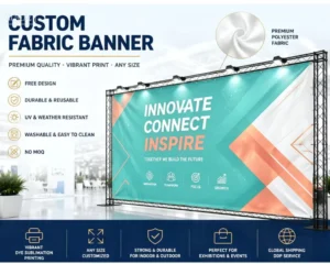 Large Custom-Printed Fabric Exhibition Backdrop Banner, Digital Printing, Corporate Events, Trade Shows