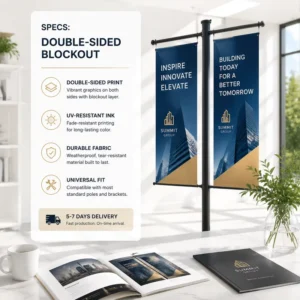 Large Double-Sided Custom-Printed Outdoor Street Pole Banner Flag Sign