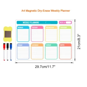 Large Dry Erase Calendar Magnetic Board Weekly Calendar Planner Magnetic Whiteboard