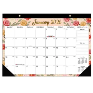 Large Floral Simple Design Paper Printing Desk and Wall Calendar