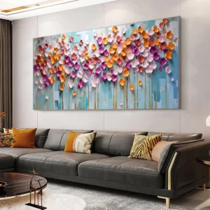 Large Framed Abstract Textured Handmade Oil Painting Boho Canvas Wall Art for Living Room