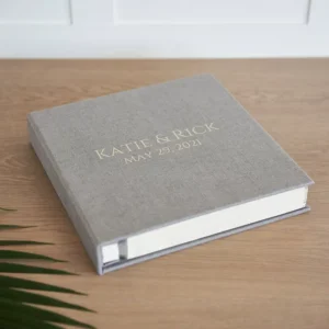 Large Linen Self-Adhesive Hardcover Photo Album with Storage Box, Wedding Family Memory Book