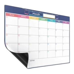 Large Magnetic Monthly Calendar For Fridge Dry Erase Planner Board With Notes Section Colorful Day Headers PET Stain Resistant