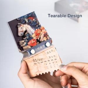 Large Size 3D Paper Art Memo Calendar OEM Brand Logo Small MOQ Small Batch Company Promotional Gift Desk Calendar
