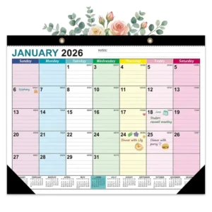 Large Size Monthly Wall Calendar Planner With Transparent PVC Cover for Clock Promotion Use