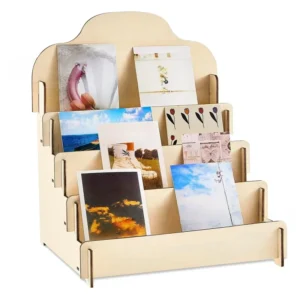 Large Wooden Greeting Card Display Stand Brochure Photo Rack Counter Jewelry Snack Holder for Retail