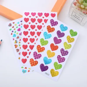 Laser-Cut Reflective Glitter Heart-Shaped Motivational Stickers, Colorful Peach