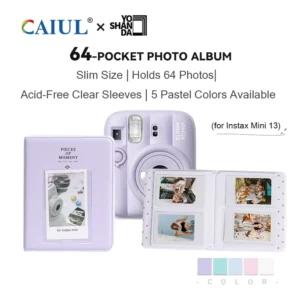Leather 3-Inch Photo Album for Mini Cameras, 64-Photo Home and Wedding Album