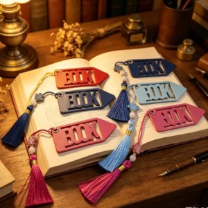 Leather Bookmark with Tassel, Hollow-Out Page Marker