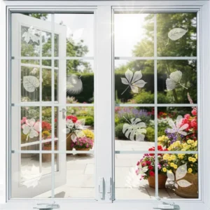 Leaves Anti-collision Vinyl Window Stickers Warning Protect Birds Impact Glass Decoration White Electrostatic