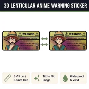 Lenticular Anime Warning Stickers Sparkling PET Waterproof 3D Motion Change Self Adhesive Vehicle Warning Decorative Stickers