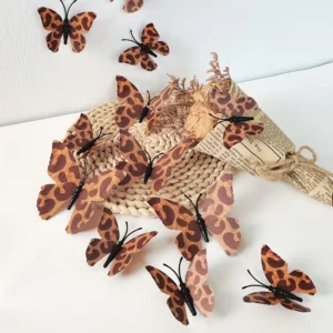 Leopard Print 3D Butterfly Decorative Wall Decals for Home