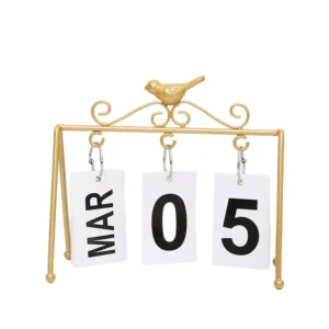 Light Luxury Wrought Iron Flip Page Perpetual Calendar Desk Ornament