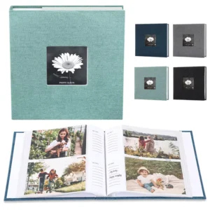 Linen 6-inch Photo Album with Paper Inserts, Holds 200 Photos