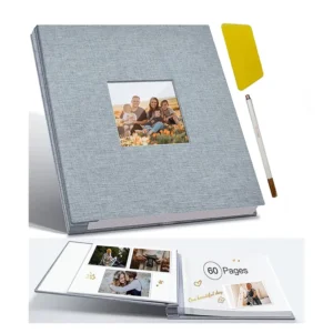 Linen Cover Self-Adhesive Scrapbook Photo Album for 4 x 6 and 8 x 10 Photos
