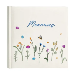 Linen Embroidered Photo Album, 4×6, Holds 200 Photos