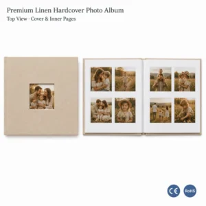 Linen Hardcover Photo Album Gift Box, 350gsm Cardstock, Rounded Corners, Custom Size, Anniversary Birthday