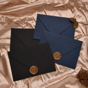 Linen Texture Vintage Kraft Paper Envelope with Wax Seal for Love Letter Wedding Invitation Postcard