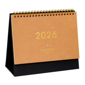 Linen-Textured Paper Table Calendar with Custom Print for Office and Home Decor