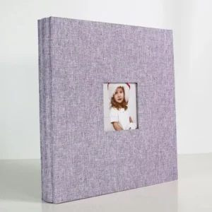 Linen Window DIY Magnetic Album, Self-Adhesive Loose-Leaf 12-Inch Family Growth Record with Gold Stamping