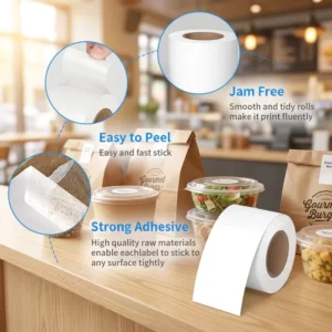 Linerless Labels with Roll Efficient Eco Friendly 58x60m Thermal Label