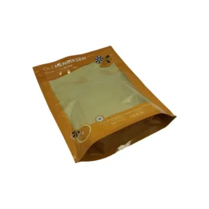 Logo Printed Plastic Packaging Zip-Lock Stand-Up Pouch With Clear Window and Inside Printing