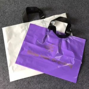 Logo-Printed Plastic Shopping Bags with Handles, Glossy Thickened, for Hair Salon, Beauty Boutique, Retail Gift Packaging