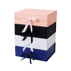 Logo-Printed Rigid Cardboard Folding Gift Boxes for Clothing and Shoes with Magnetic Closure