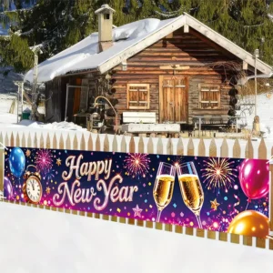Long New Year Greeting Banner Backdrop