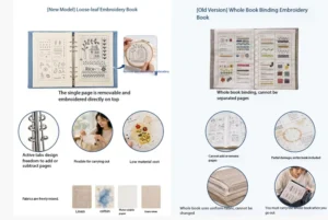 Loose-Leaf Embroidery Stitch Book Kit, Detachable DIY Hand Embroidery Practice Kit, Cross Pattern